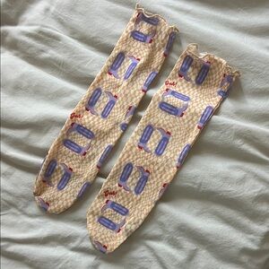 Lisa Says Gah Sheer Ankle Socks Checkered Cowboy Boots